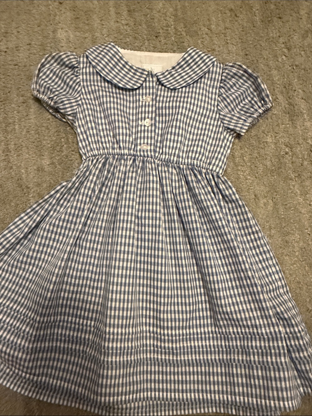 Little English Classic Blue Gingham Kids Dress with Peter Pan Collar